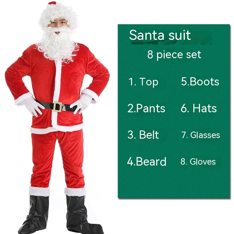 Adult Sized Full Body Santa Suit With Santa Hat and White Beard