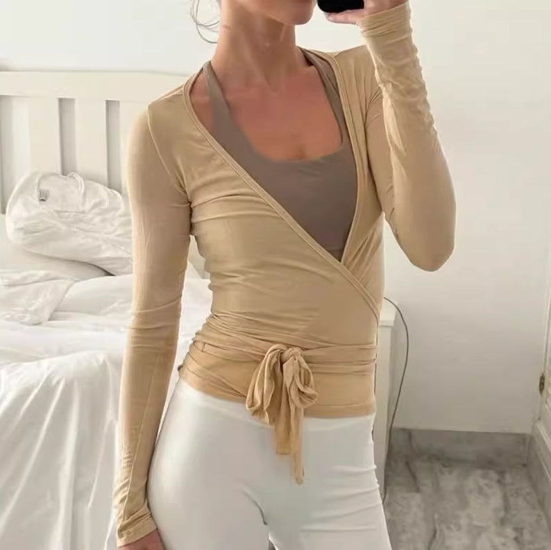 Solid Color Long Sleeved Sports Top