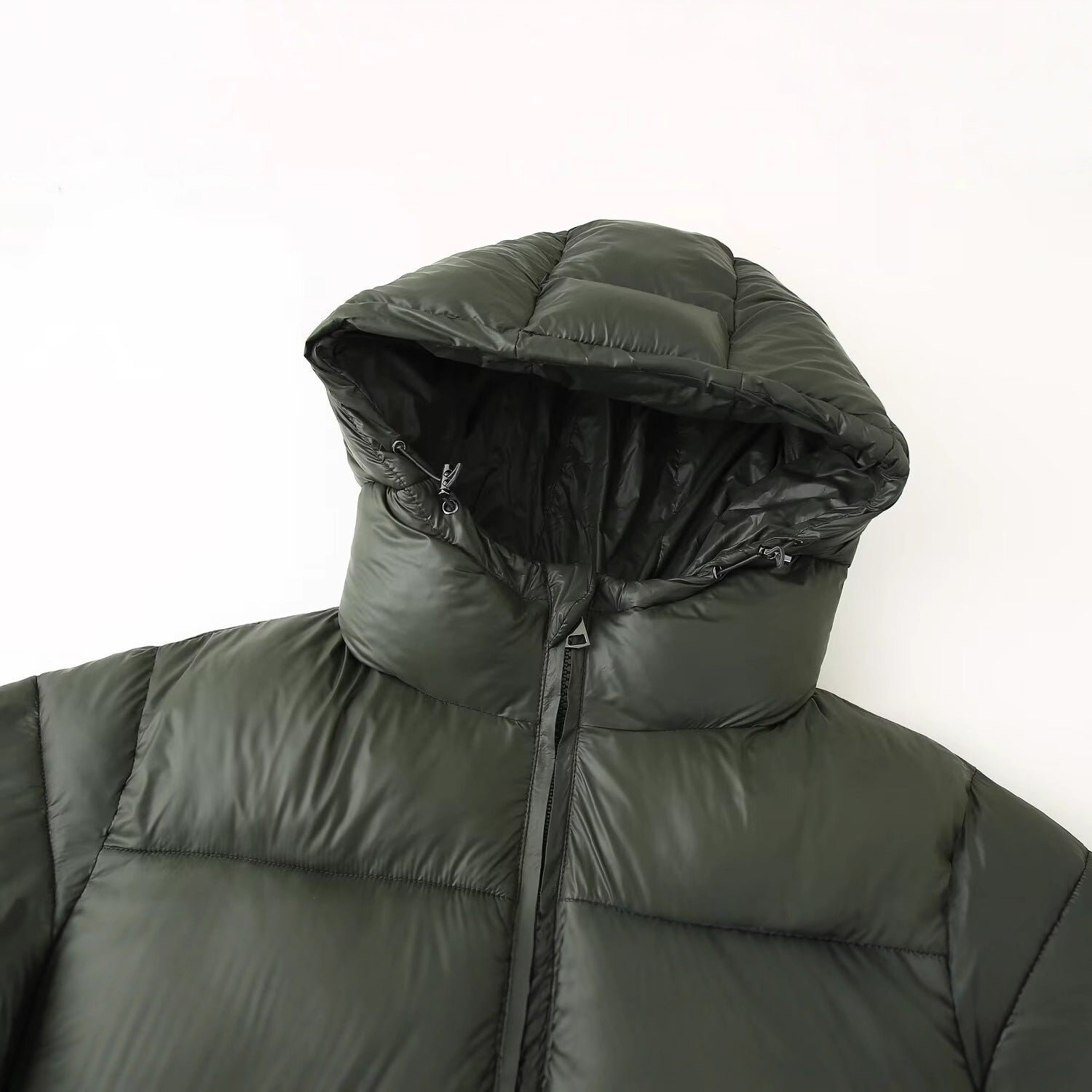 Simple And Versatile Hooded Two-tone Padded Cotton Jacket