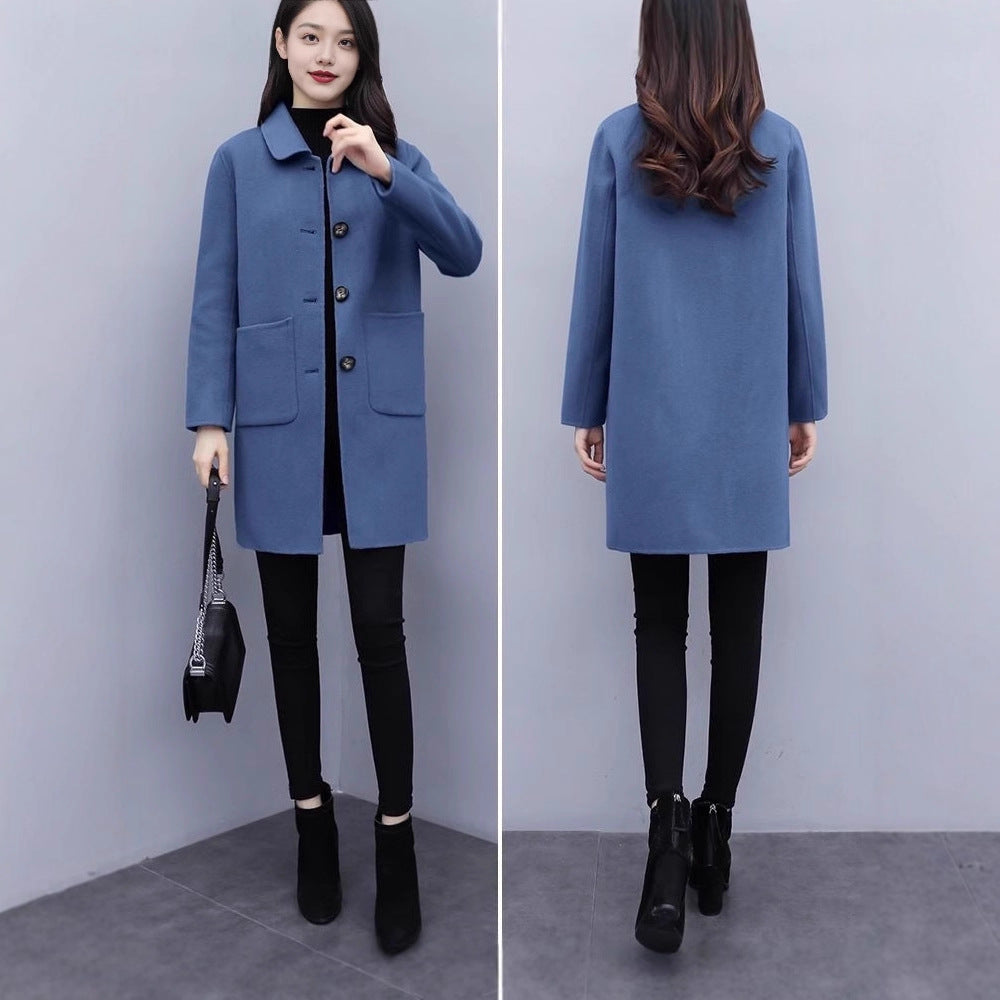Loose Mid-Length Oversized Wool Coat For Women