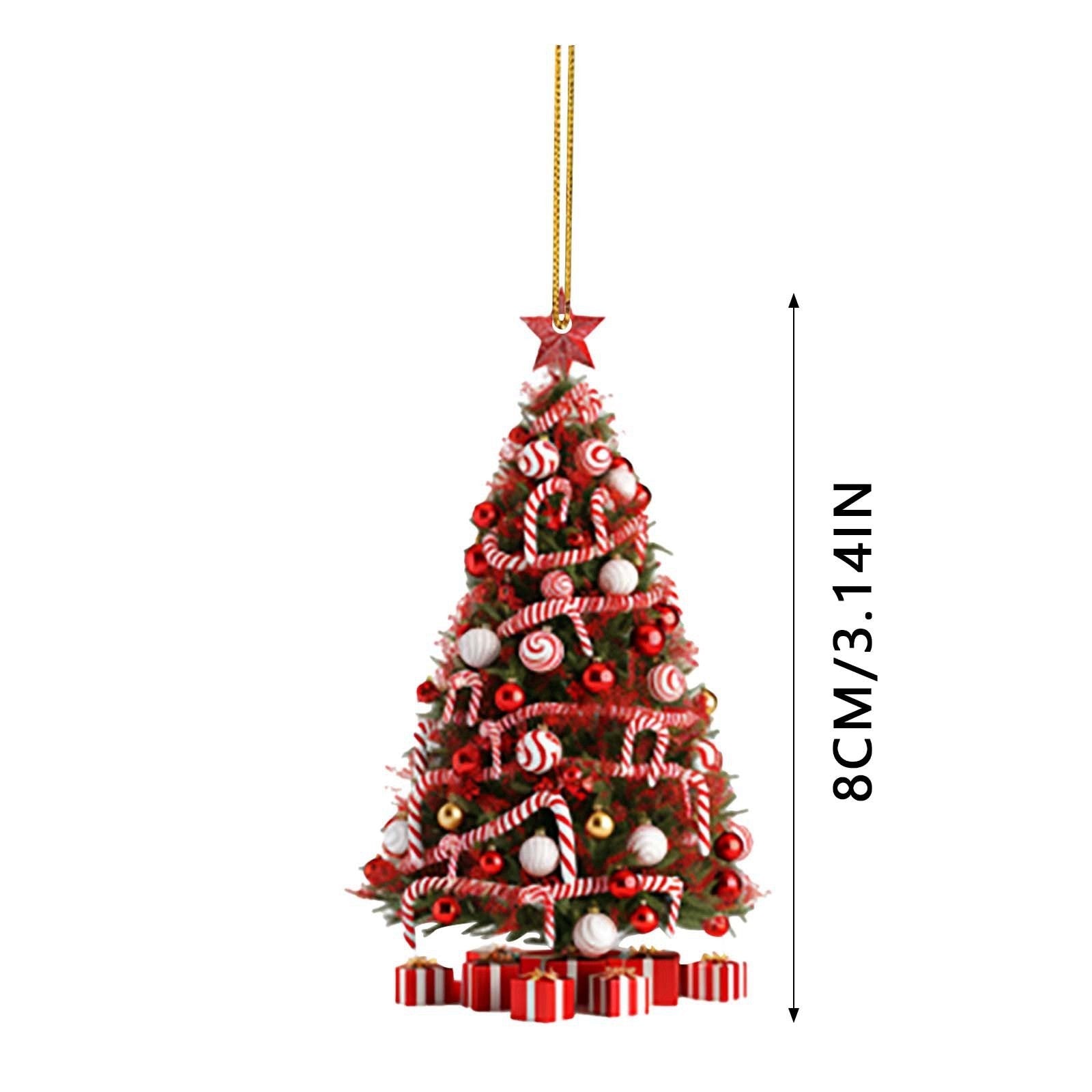 Colorful Christmas Tree Themed Ornament with Hanging Thread