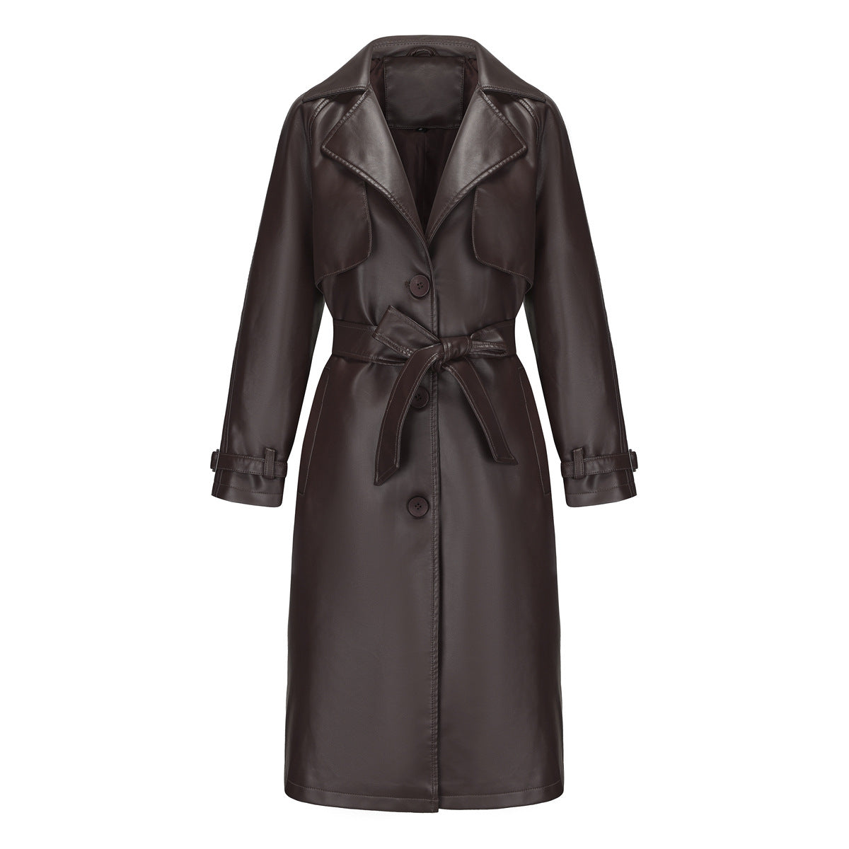 Women's Long, Loose-fit Classic Trench Coat With A Lapel And Belt
