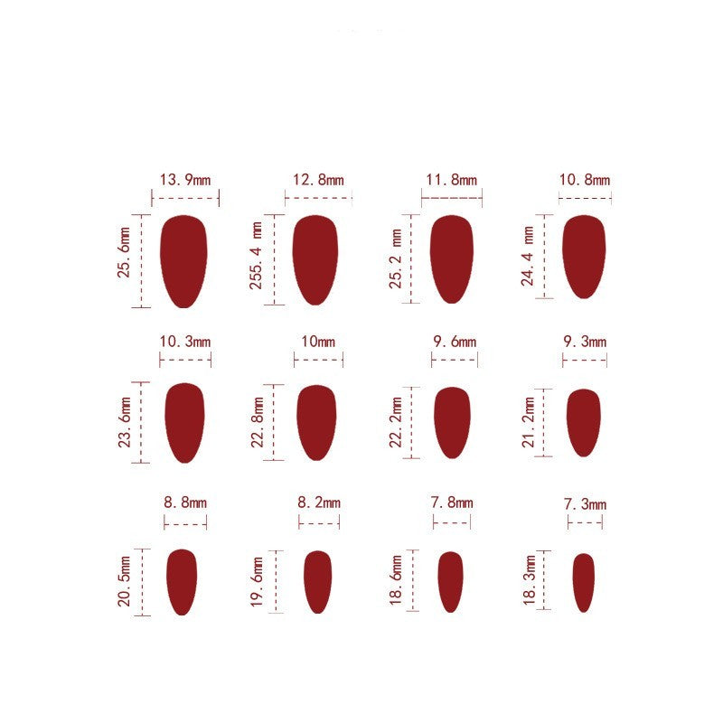 Women's Deep Red Valentine's Day Ballet Nail Set with Glue