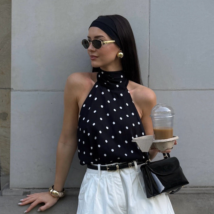 Design Sense American Hot Girl Lace-up Halterneck Camisole Women