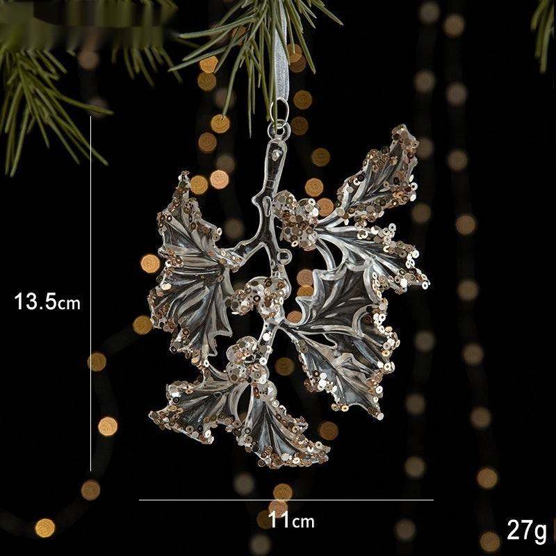 Elegant Sequined Clear Acrylic Hanging Ornament Decorations with Ribbon