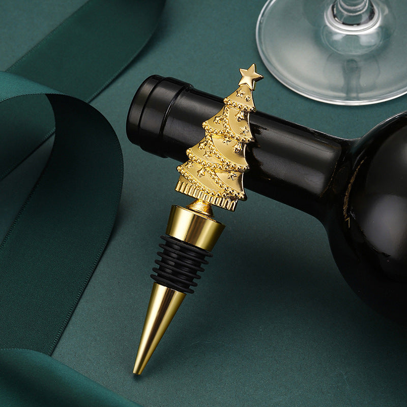 Elegant Christmas Tree PVC &  Zinc Alloy Wine Bottle Stopper in Assorted Finishes