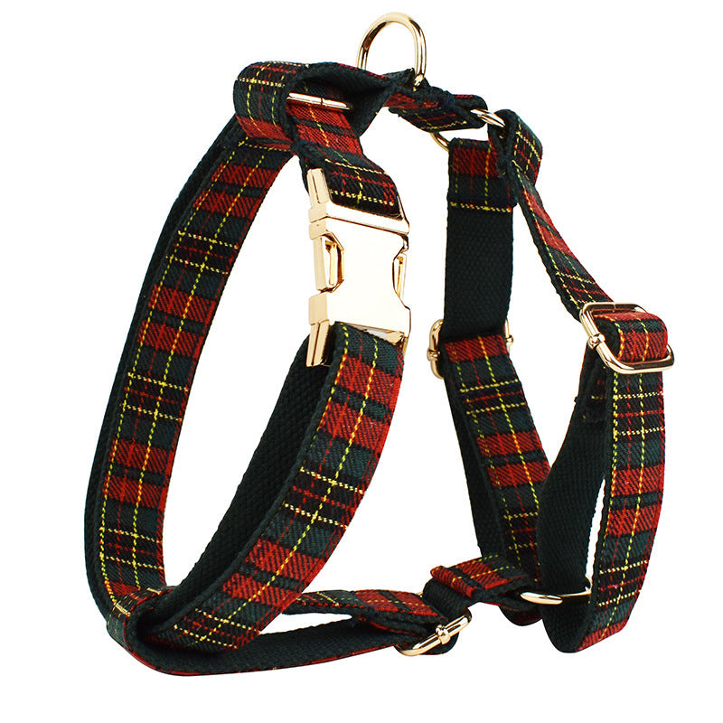 Tartan Plaid Christmas Holiday Bow Dog Leash Collar Harness