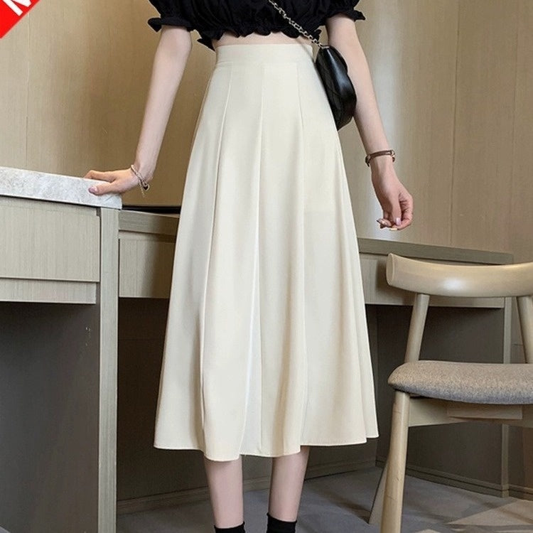 Solid Beige High-waisted Slim Women's Skirt