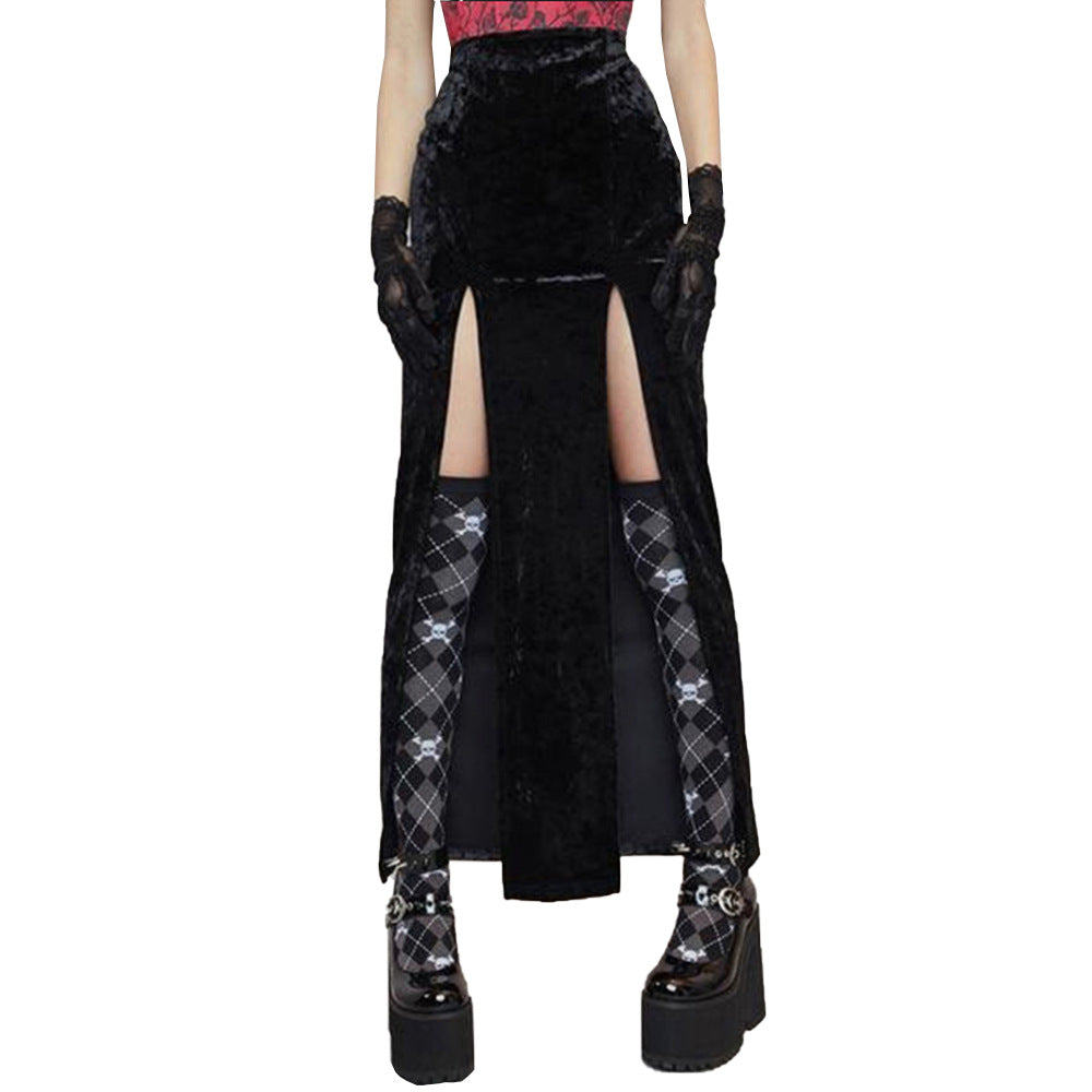 Autumn And Winter New Women's Street Rock Style Sexy Slit Halloween Skirt
