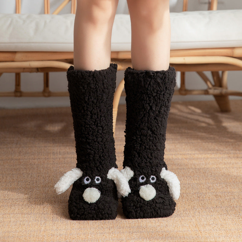 Soft and Thick White Winter Socks with Cute Dog Ears