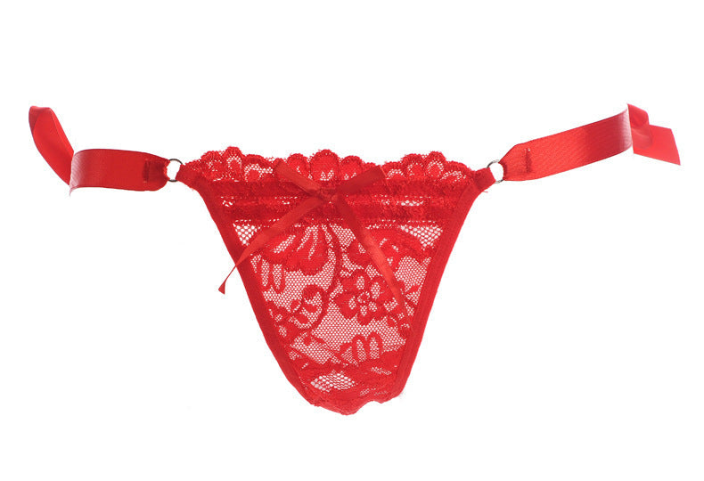 Hip Tie Ribbon Lacy Thong Underwear