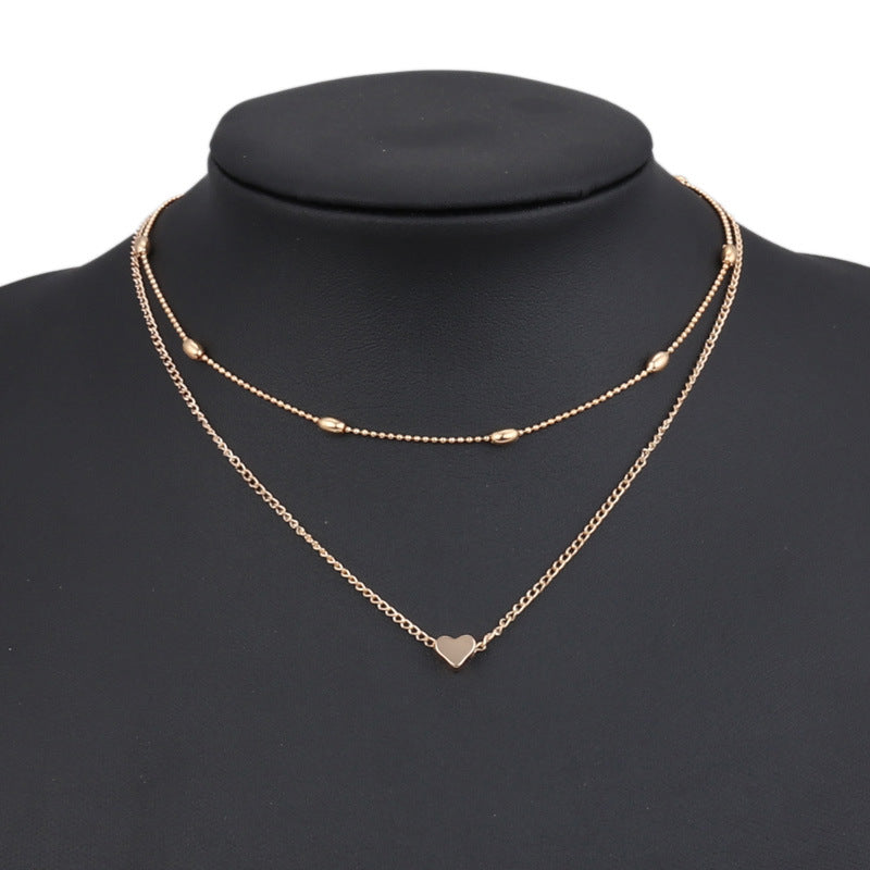 Double Strand Silver Heart Choker