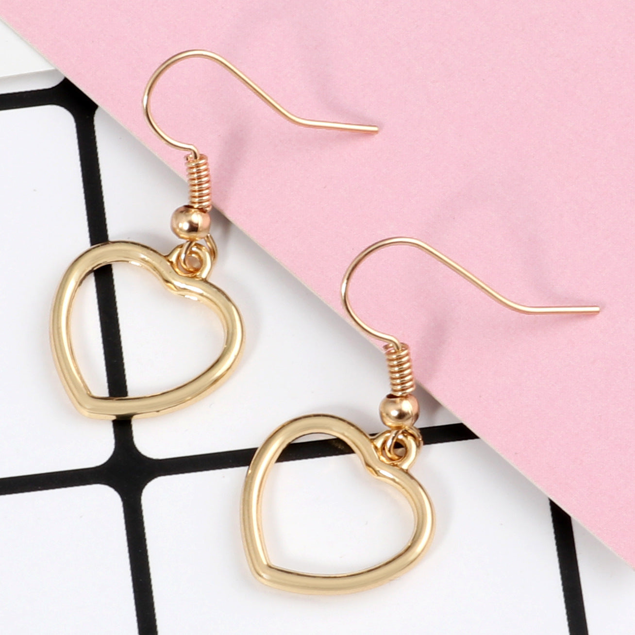 Golden Toned Heart Drop Earrings