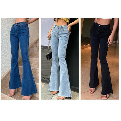 2000s High Waist Tight Fitting Flare Denim Jeans - THEONE APPAREL
