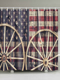 Wagon Wheel American Flag Shower Curtain