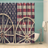 Wagon Wheel American Flag Shower Curtain