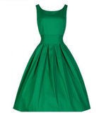 Pleated Scoop Neck A Line Dress