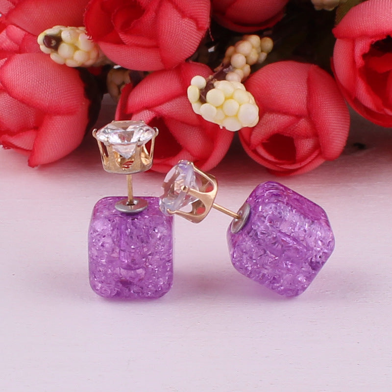 Boucles d'oreilles à double face cube