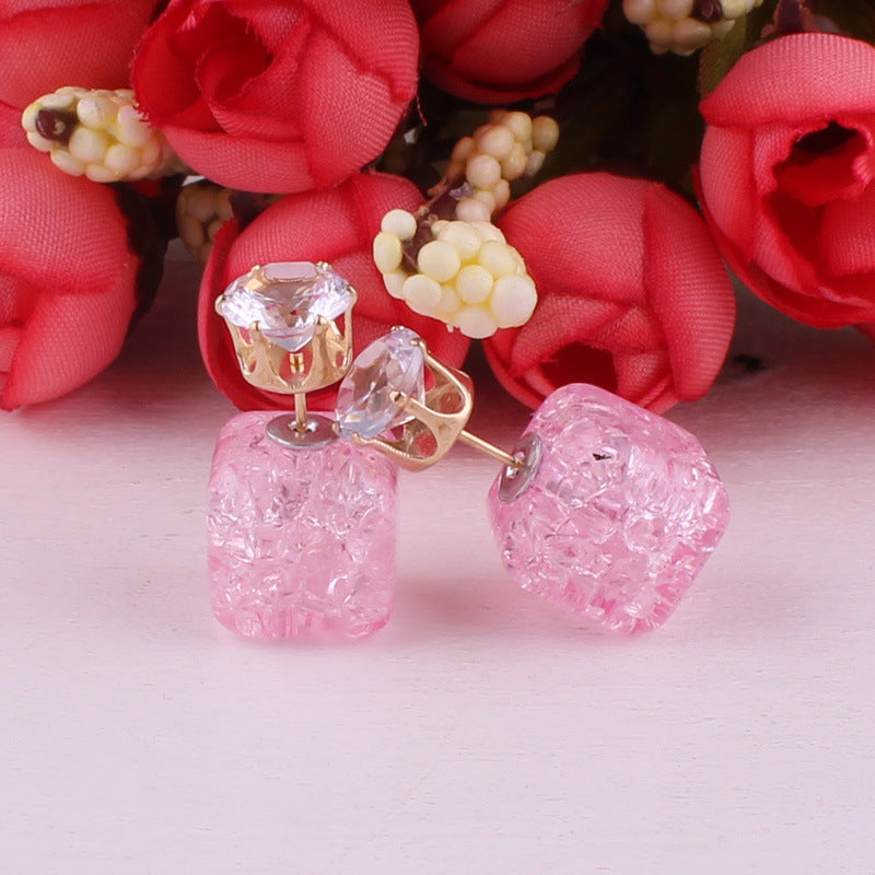 Boucles d'oreilles à double face cube