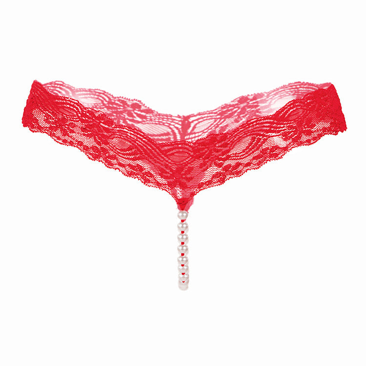 G-String mit filigraner Perlentasche und Blumenmuster