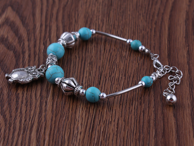 Turquoise Owl Charm Bracelet