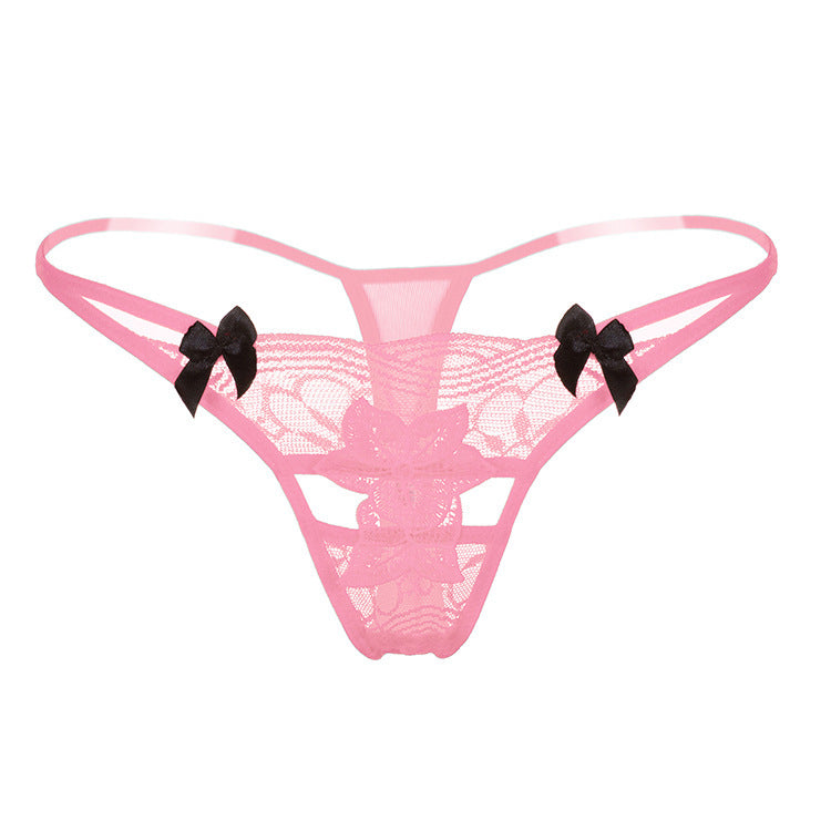 Tanga de encaje con apliques florales