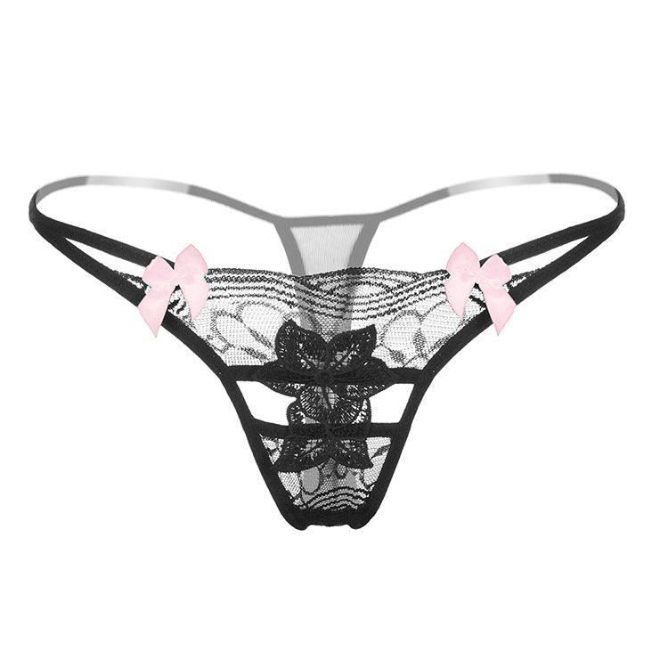 Bloemen applique kanten string panty