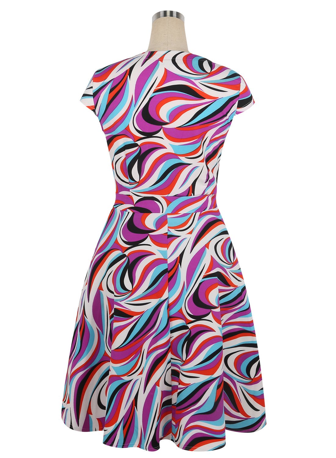 Mod Abstract Patterned Surplice Dress