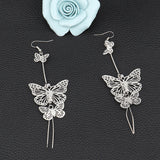 Double Butterfly Metal Drop Earrings