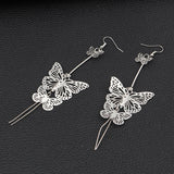 Double Butterfly Metal Drop Earrings