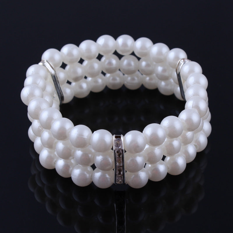 Three Tiered Faux Pearl Bracelet