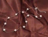 Spaced Pearl Silver Chain Necklace