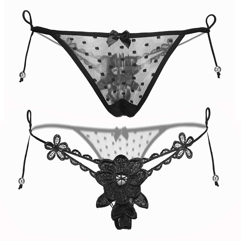 Einfacher String-Tanga mit hoher Taille und Spitzenfront