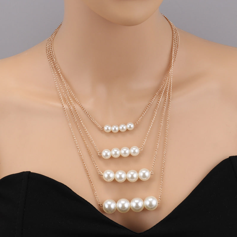 Four Tiered Pearl Necklace