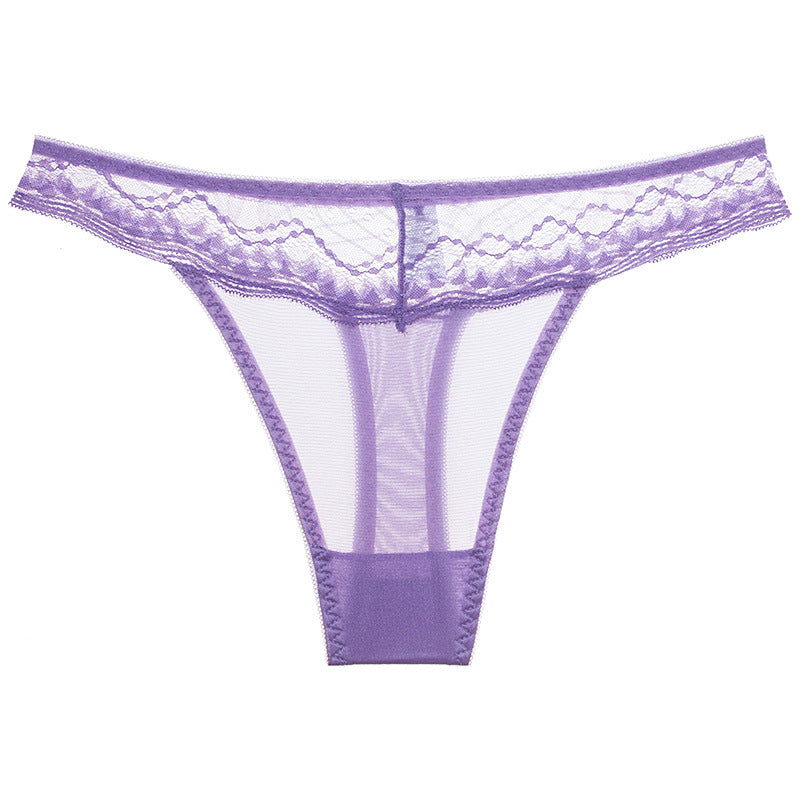 Delicate Lace Trim Thong Panty - Theone Apparel