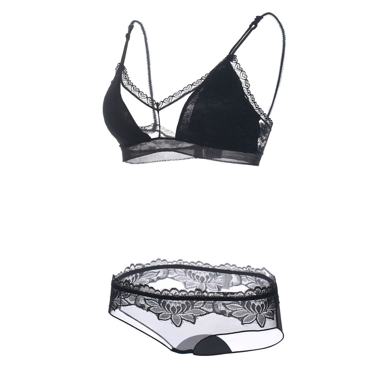 Lace T Strap Bra and Hiphugger Set