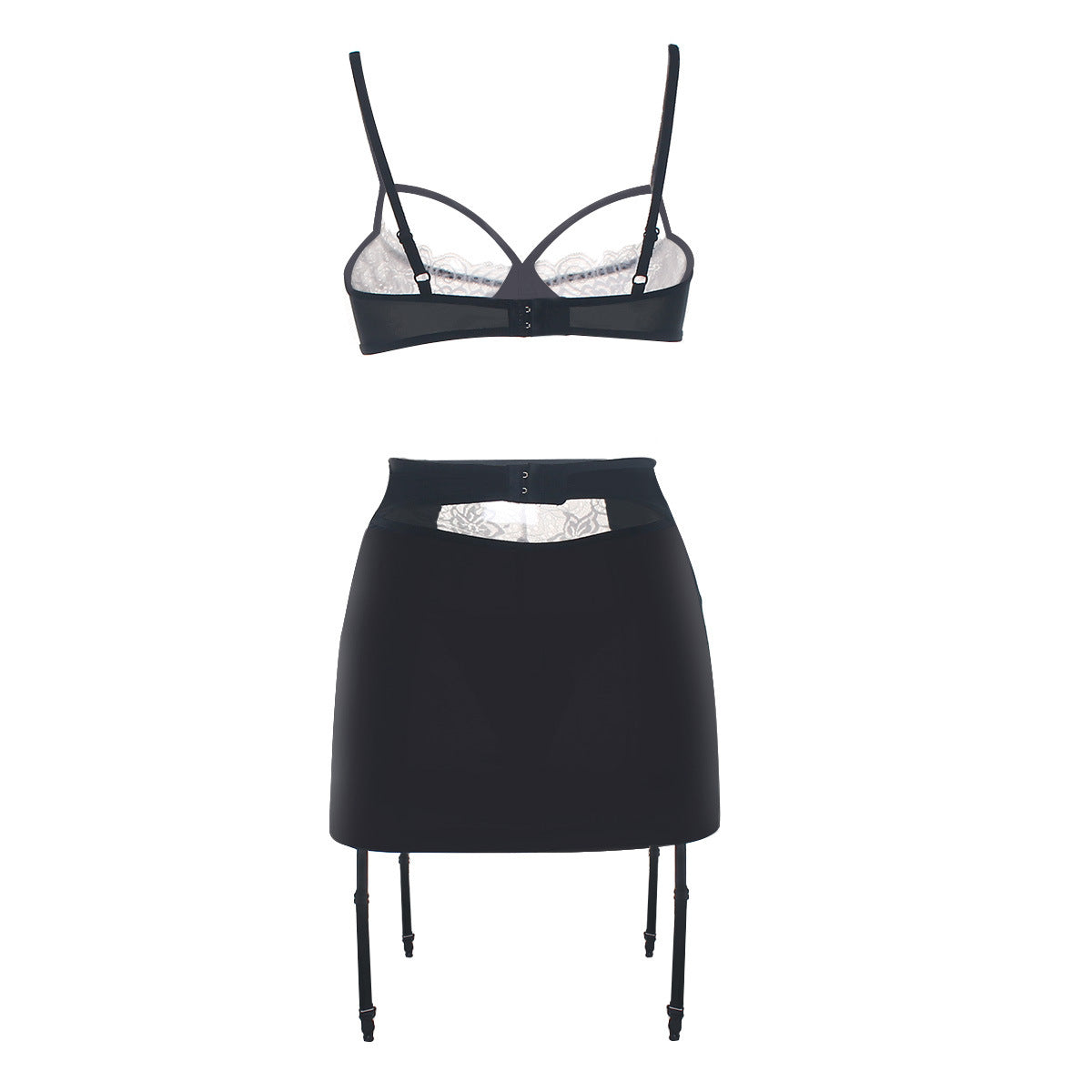 High Waist Garter Skirt and Bra Set