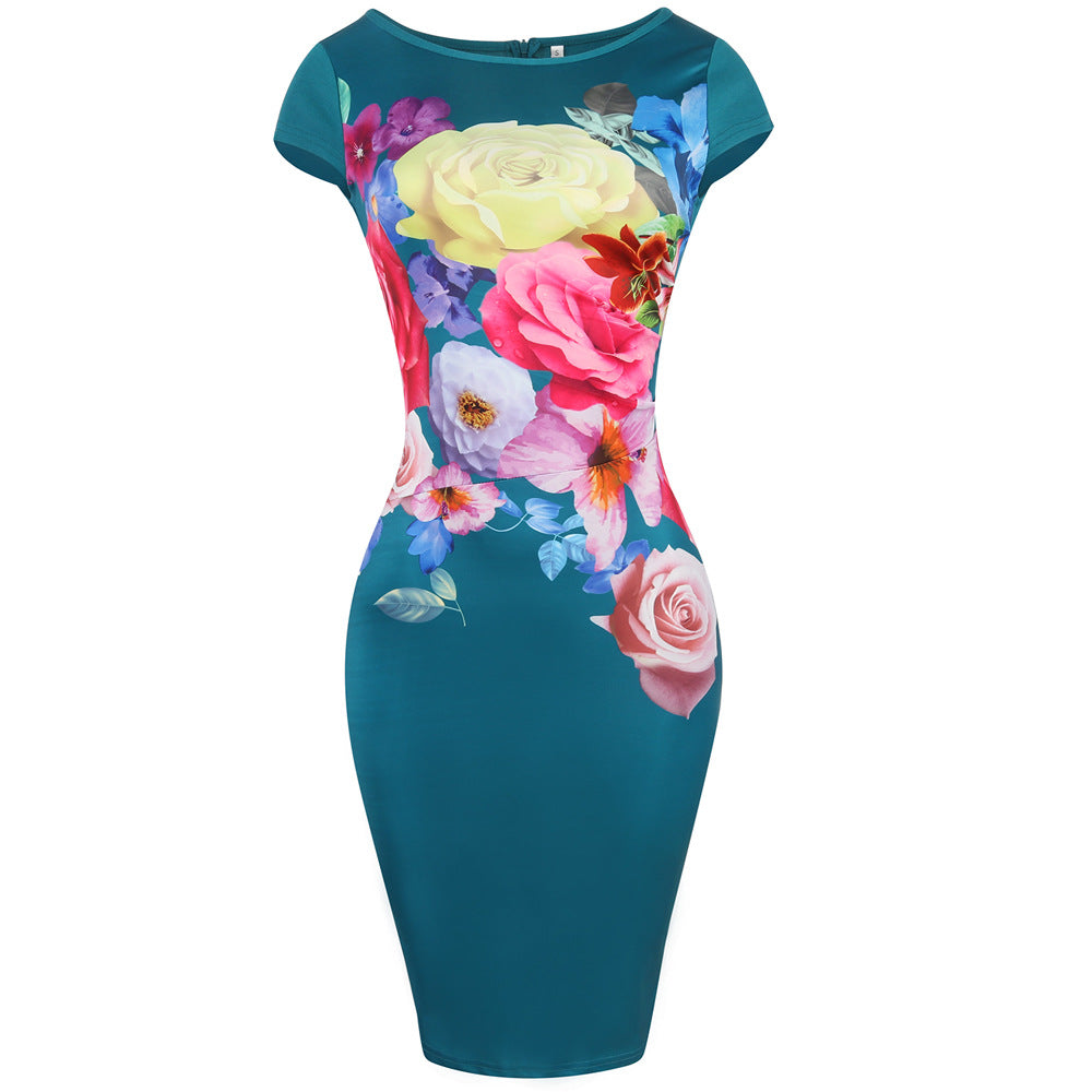 Oversize Floral Graphic Sheath Dress