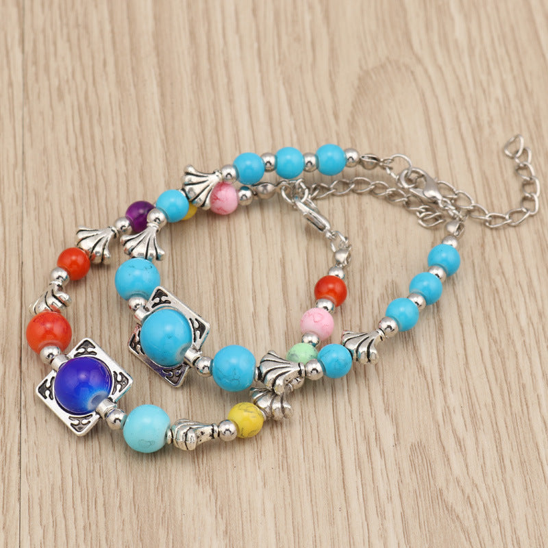 Colorful Beaded Metal Bracelet