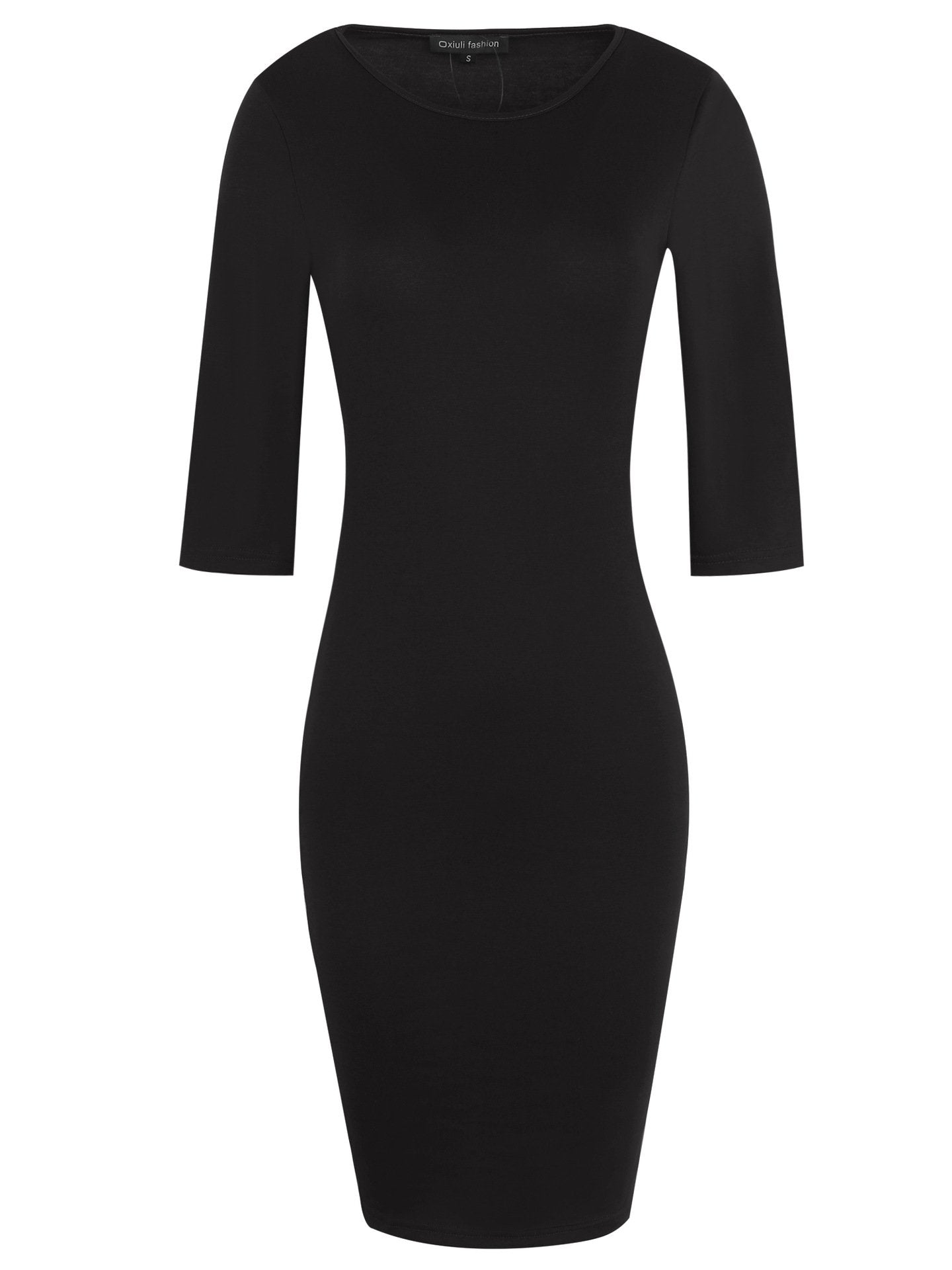 Solid Three-Quarter Sleeve Sheath Dress