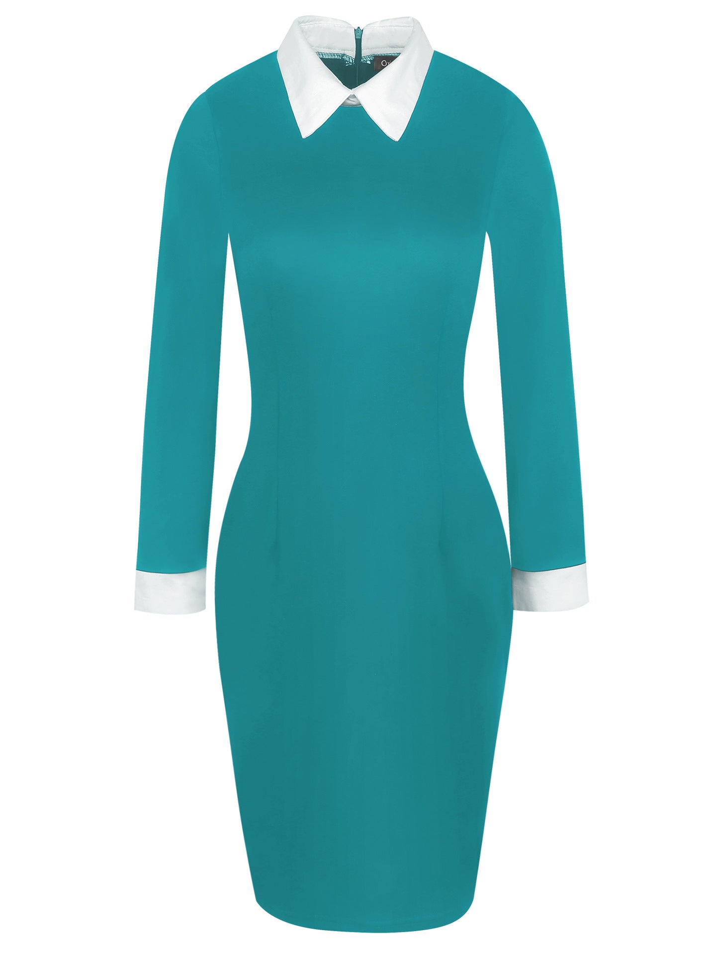 Contrast Cuff and Collar Sheath Dress - Theone Apparel