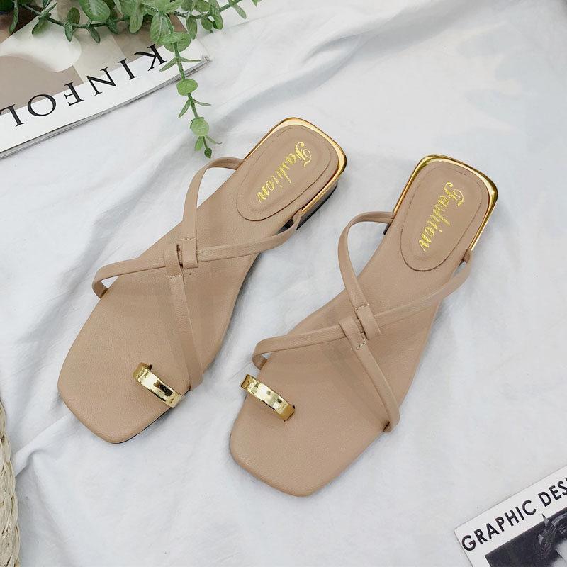 Golden Toe Slip On Sandals