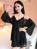 Lace-Trimmed Babydoll with Sheer Robe