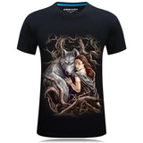 Camiseta con estampado de dama y su bestia