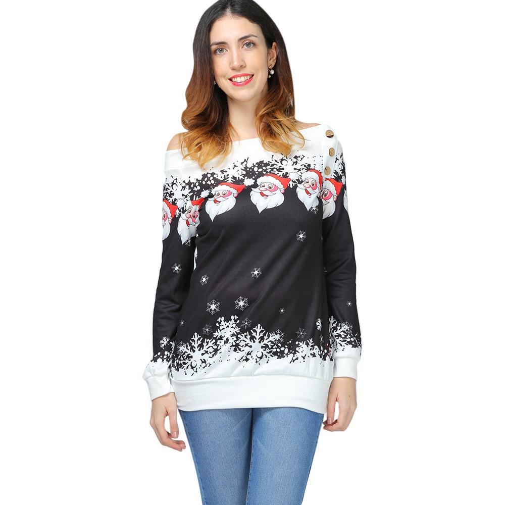 Santa Snowflakes scheef nek sweatshirt