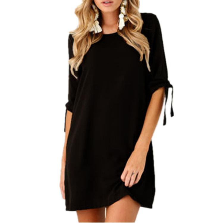 Solid Tie-Sleeve T-Shirt Tunic Dress