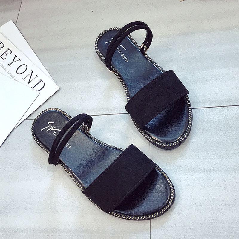 Wildlederband-Slide-On-Sandalen