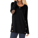 Triangle-Stitch Button-Accent Scoop Neck Tunic