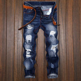Jeans skinny robek dengan ikat pinggang