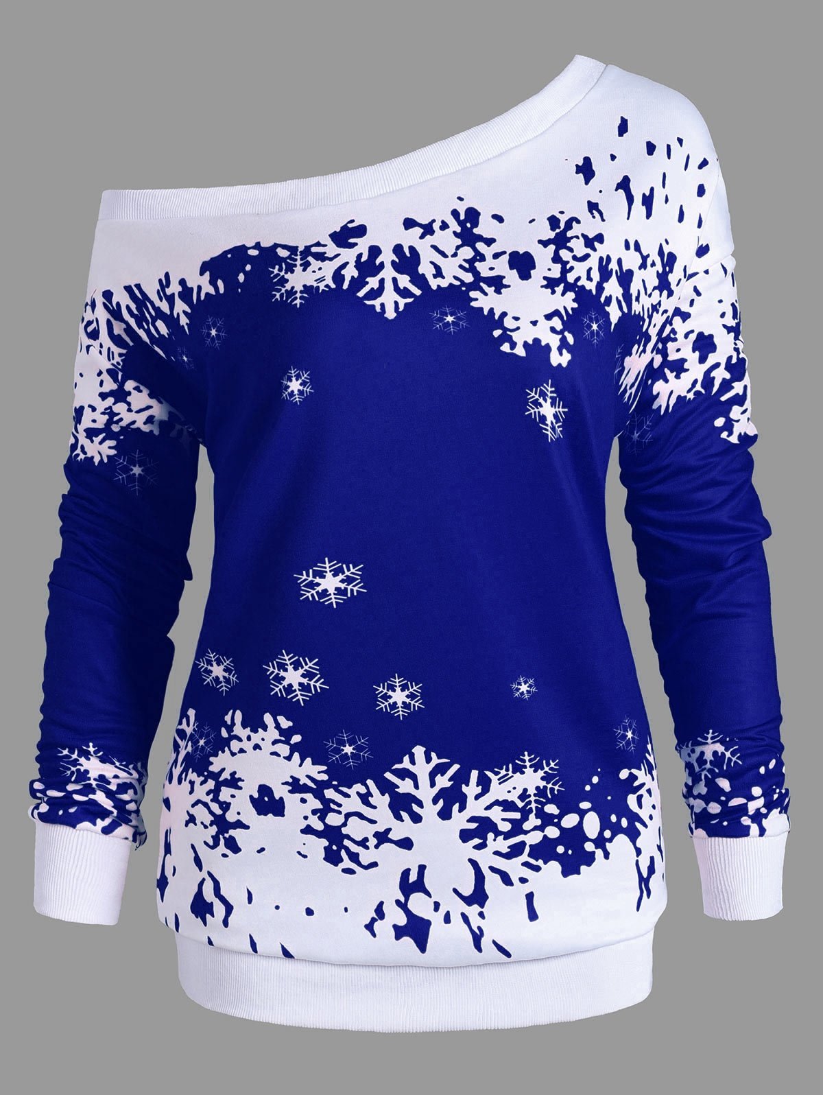 Snowflake Um ombro plus size moletom